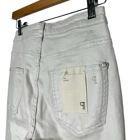 Anthropologie | NWT Pilcro The Icon Pearlescent High-Rise Flare Jeans Crème 25 - Picture 8 of 12